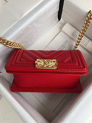 Chanel Small Leboy Bag Red Caviar Gold 20cm - 4