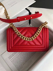 Chanel Small Leboy Bag Red Caviar Gold 20cm - 3