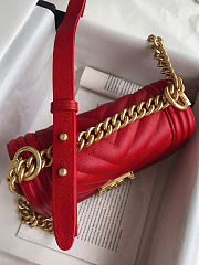 Chanel Small Leboy Bag Red Caviar Gold 20cm - 2