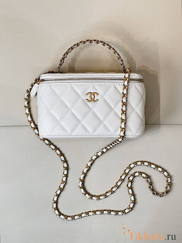 Chanel Vanity Top Handle Bag White Caviar Gold 16x9.5x8cm - 1