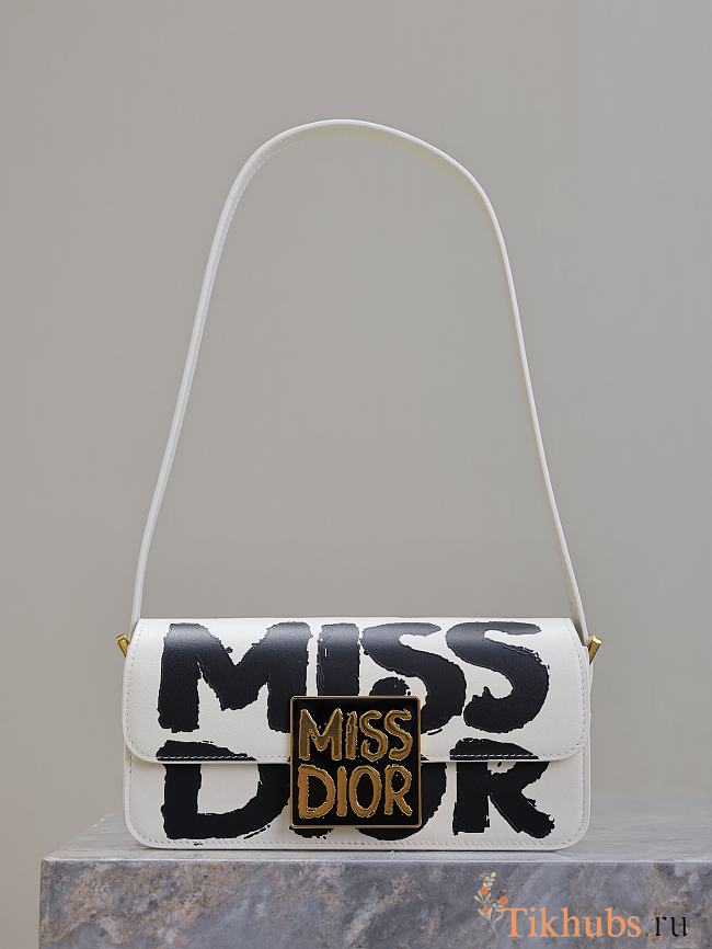 Dior Flap Bag White Black Miss Dior Graffiti Printed 22 x 11 x 6 cm - 1