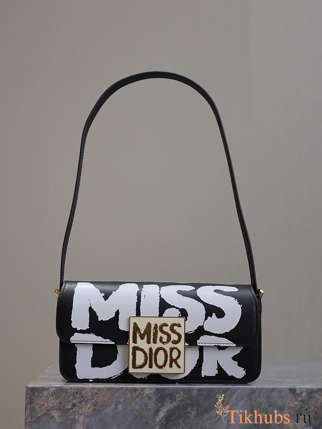 Dior Flap Bag Black White Miss Dior Graffiti Printed 22 x 11 x 6 cm - 1