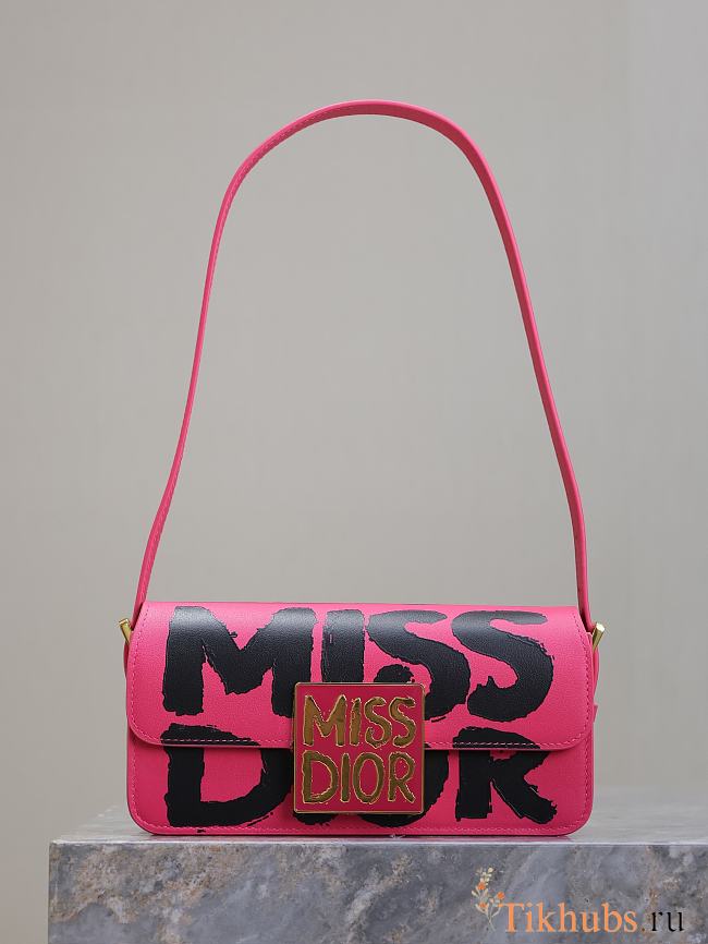 Dior Flap Bag Pink Black Miss Dior Graffiti Printed 22 x 11 x 6 cm - 1