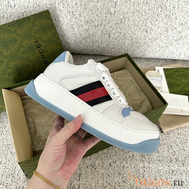 Gucci Sneaker With Web White Blue  - 1