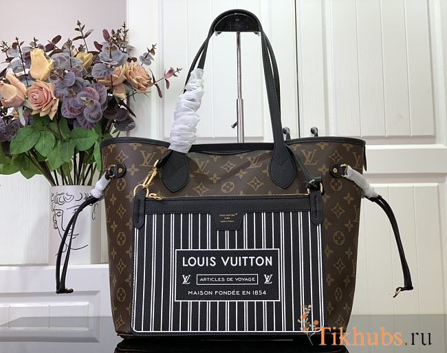 Louis Vuitton LV Neverfull MM Black Monogram 32x27x14cm - 1