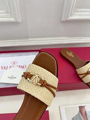 Valentino Garavani VLogo Raffia-trimmed Leather Slides - 2