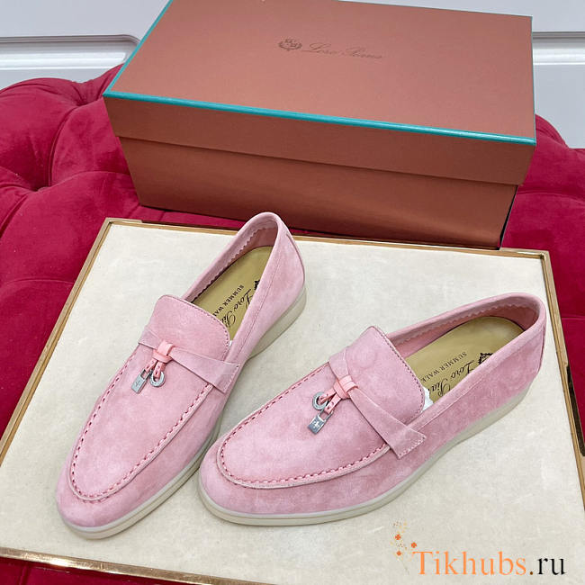 Loro Piana Summer Charms Walk Loafers Suede Pink - 1