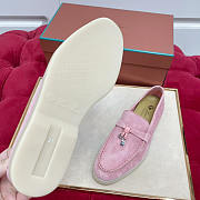 Loro Piana Summer Charms Walk Loafers Suede Pink - 5