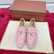 Loro Piana Summer Charms Walk Loafers Suede Pink - 2