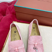 Loro Piana Summer Charms Walk Loafers Suede Pink - 3