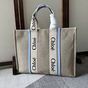 Chloe Large Woody Tote Bag Blue 45x33x13cm - 1