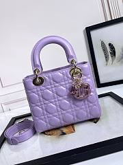 Dior Small Lady Bag Purple Lambksin Purple Hardware 20cm - 1