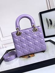 Dior Small Lady Bag Purple Lambksin Purple Hardware 20cm - 6