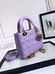 Dior Small Lady Bag Purple Lambksin Purple Hardware 20cm - 5