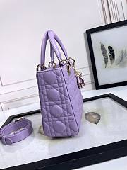 Dior Small Lady Bag Purple Lambksin Purple Hardware 20cm - 2