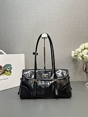 Prada Medium Leather Shoulder Bag Black 31x15x12cm - 1