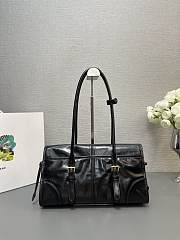 Prada Medium Leather Shoulder Bag Black 31x15x12cm - 5