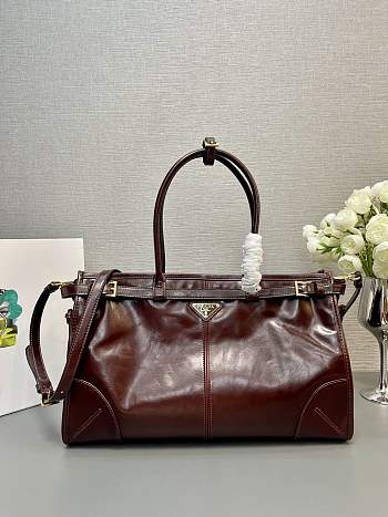 Prada Large Leather Handbag Red Wine 38x24x12cm