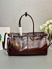 Prada Large Leather Handbag Red Wine 38x24x12cm - 4