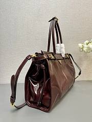 Prada Large Leather Handbag Red Wine 38x24x12cm - 3