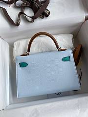 Hermes Kelly Blue Brown Silver Epsom 19cm - 3