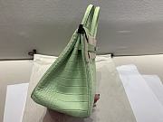 Hermes Birkin 25 Bag Crocodile Light Green Silver 25cm - 5