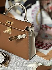 Hermes Kelly Brown White Gold Epsom 19cm - 5