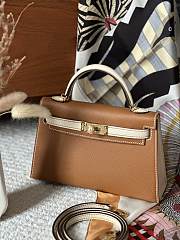 Hermes Kelly Brown White Gold Epsom 19cm - 4