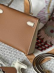 Hermes Kelly Brown White Gold Epsom 19cm - 2