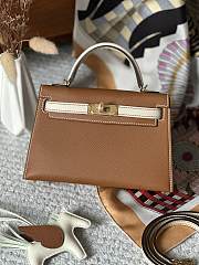 Hermes Kelly Brown White Gold Epsom 19cm - 1