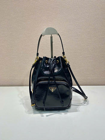 Prada Bucket Bag Black Leather 23x18x12cm