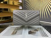 YSL Envelope Chain Wallet Grey Silver Hardware 22.5x14x4cm - 1