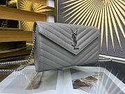 YSL Envelope Chain Wallet Grey Silver Hardware 22.5x14x4cm - 4