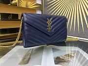 YSL Envelope Chain Wallet Blue Gold Hardware 22.5x14x4cm - 3