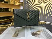 YSL Envelope Chain Wallet Dark Green Gold Hardware 22.5x14x4cm - 4