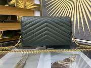 YSL Envelope Chain Wallet Dark Green Gold Hardware 22.5x14x4cm - 3