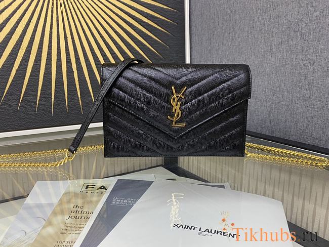 YSL Woc Wallet Chain Bag Black Gold 19cm - 1