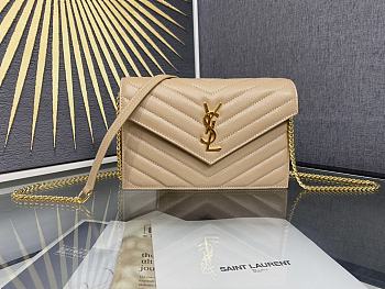 YSL Woc Wallet Chain Bag Beige Gold 19cm