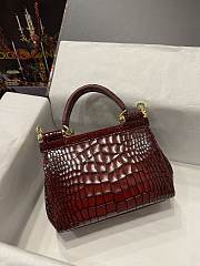 Dolce & Gabbana Sicily Handbag Red Crocodile 20cm - 3