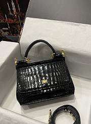 Dolce & Gabbana Sicily Handbag Black Crocodile 20cm - 1