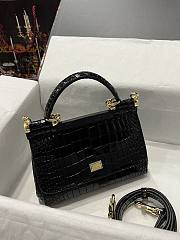 Dolce & Gabbana Sicily Handbag Black Crocodile 20cm - 2