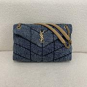 YSL Puffer Medium Suede Blue Denim 35x23x13.5cm - 1