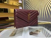 YSL Woc Wallet Chain Bag Red Wine Gold 19cm - 3