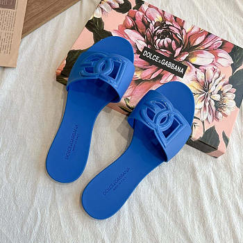 Dolce Gabbana Dg Logo Rubber Slippers Blue