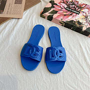 Dolce Gabbana Dg Logo Rubber Slippers Blue - 2