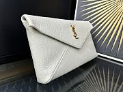 YSL Cassandre Large Envelope Pouch White Gold 29.5×18×4.5cm - 3