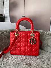 Dior Medium Lady Bag Red Gold Lambskin 24cm - 1