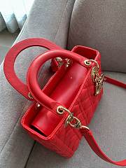 Dior Medium Lady Bag Red Gold Lambskin 24cm - 4