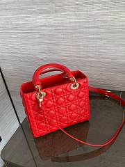 Dior Medium Lady Bag Red Gold Lambskin 24cm - 3