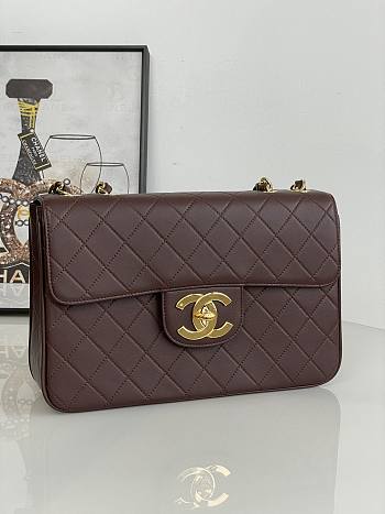 Chanel Jumbo Flap Bag Brown Lambskin Gold 30x21x8cm